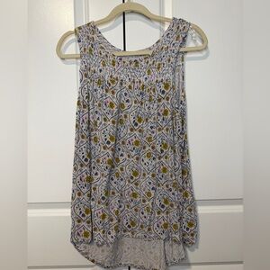 Dalia Collection Floral Sleeveless Smocked Tunic Top Women’s XL